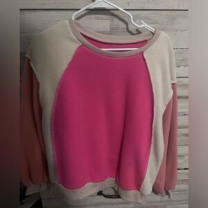 Colorblock Pink and Cream Women's Sweater